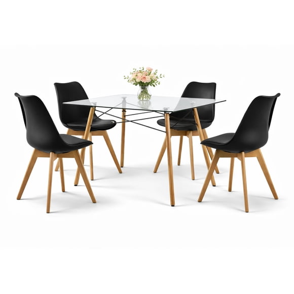 Set de 4 Sillas y Comedor Mundo In Sillas JM-1618 Frankfurt Negro y Comedor Rectangular