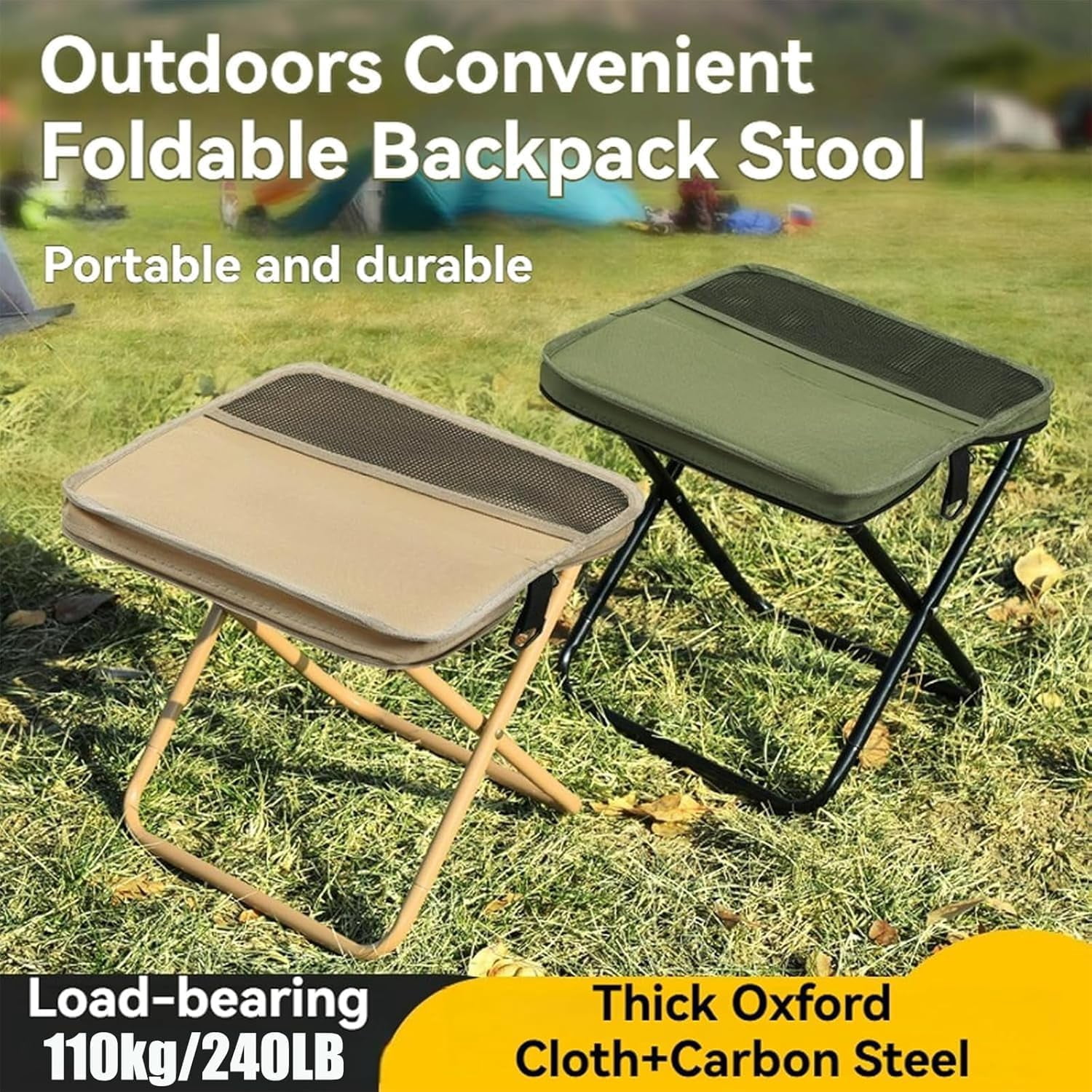 2026 New Foldable Backpack Stool for Adults - Portable Camping Stool with Sling Bag, 300lbs Capacity for Camping, Fishing, Hiking, Travel, Picnic
