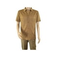 thumbnail image 4 of Mens Stacy Adams Italian Style Knit Woven Shirt Short Sleeves 3128 Cafe Brown, 4 of 7