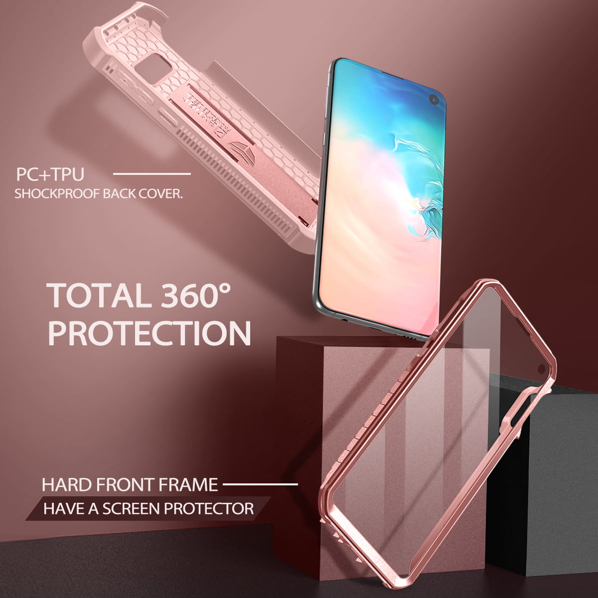 Dexnor Funda para Samsung Galaxy S10e, [protector de pantalla integrado y  soporte] protección de grado militar resistente a prueba de golpes para