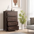 thumbnail image 2 of Gymax Commode à 4 Tiroirs 43,5'' Armoire de Rangement Commode Organisateur de Vêtements Chambre à Coucher Marron, 2 of 10