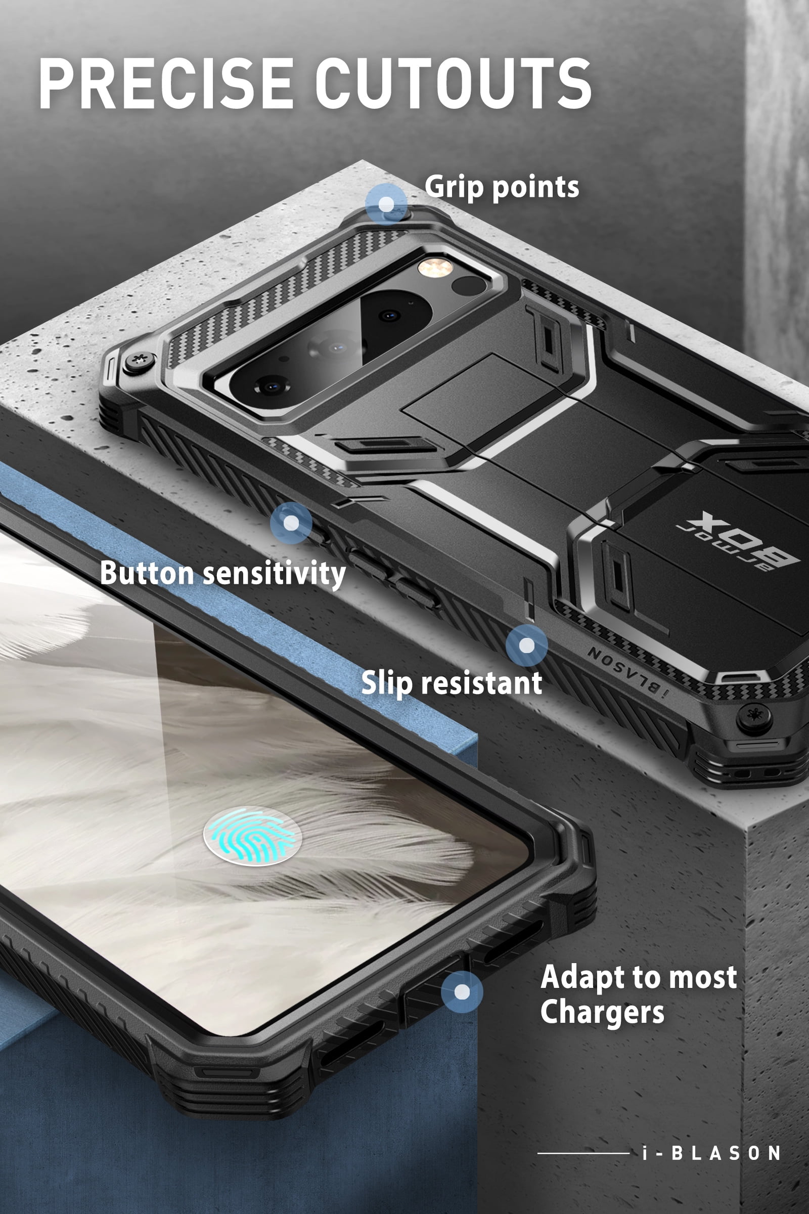 i-Blason Armorbox Series Bumper Cell Phone Case for Google Pixel 8 Pro, Black