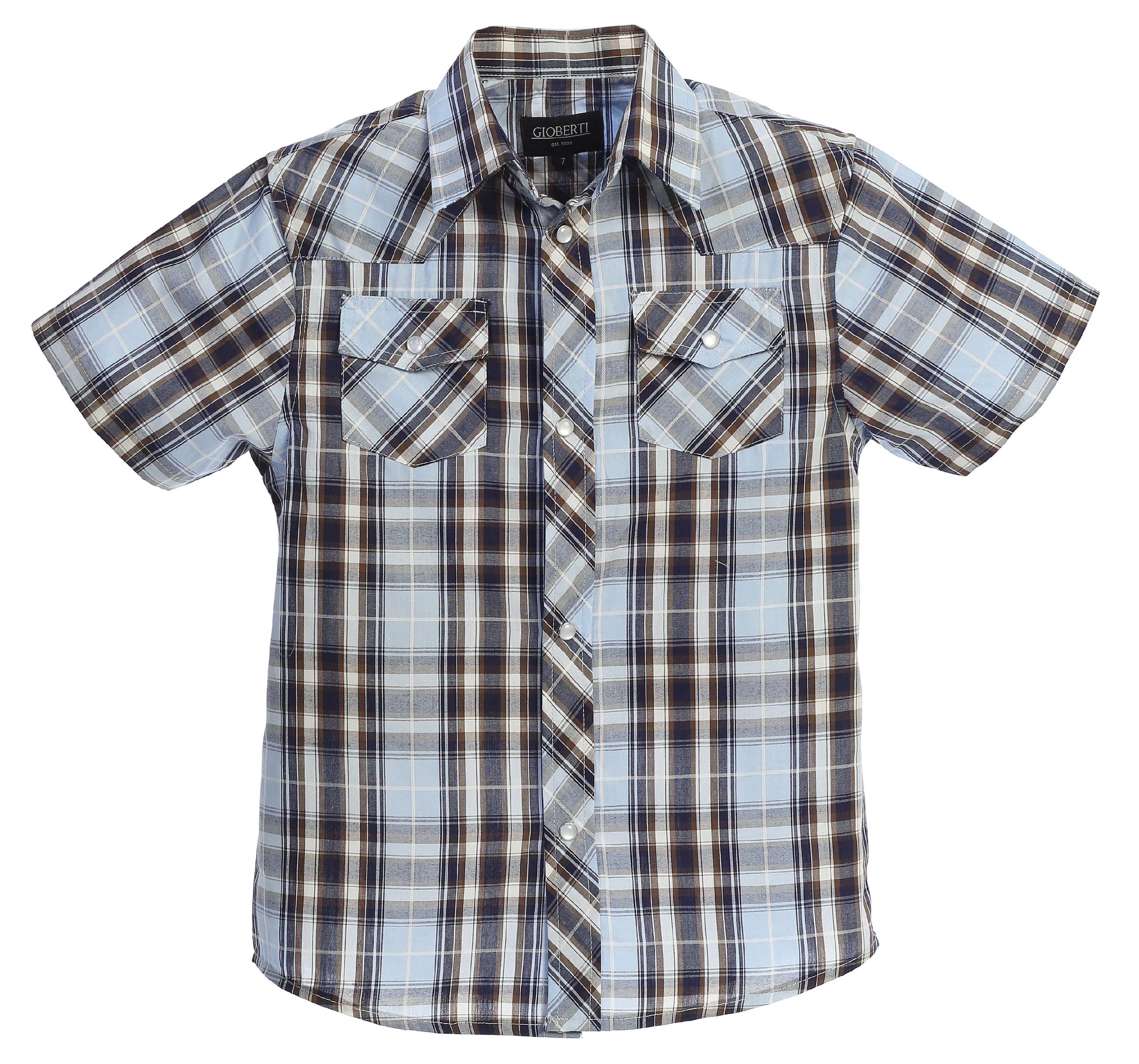 Button-Down Shirts Gioberti Boys Casual Western Plaid Pearl Snap-on ...