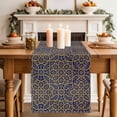 thumbnail image 4 of Vintage Mediterranean Cotton Linen Table Runner for Dining Kitchen, Retro Morocco Abstract Art Brown Blue Wedding Outdoor Party Tablerunners, Dresser Scarf Coffee Tablecloth Runners 13x60 Inches, 4 of 9