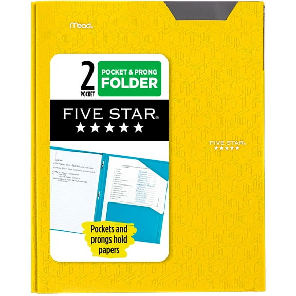 Five Star Stay-Put Plastic and Prong Folder, Harvest Yellow (340300E-WMT22)
