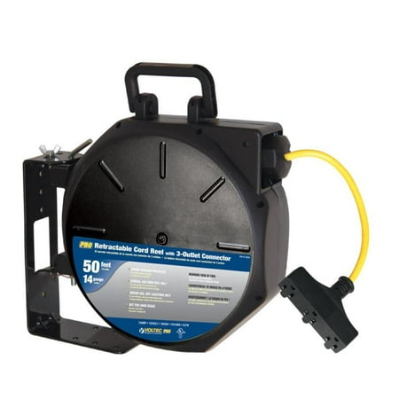 Voltec 50 Ft. 12/3 Sjtw Triple Tap Retractable Reel