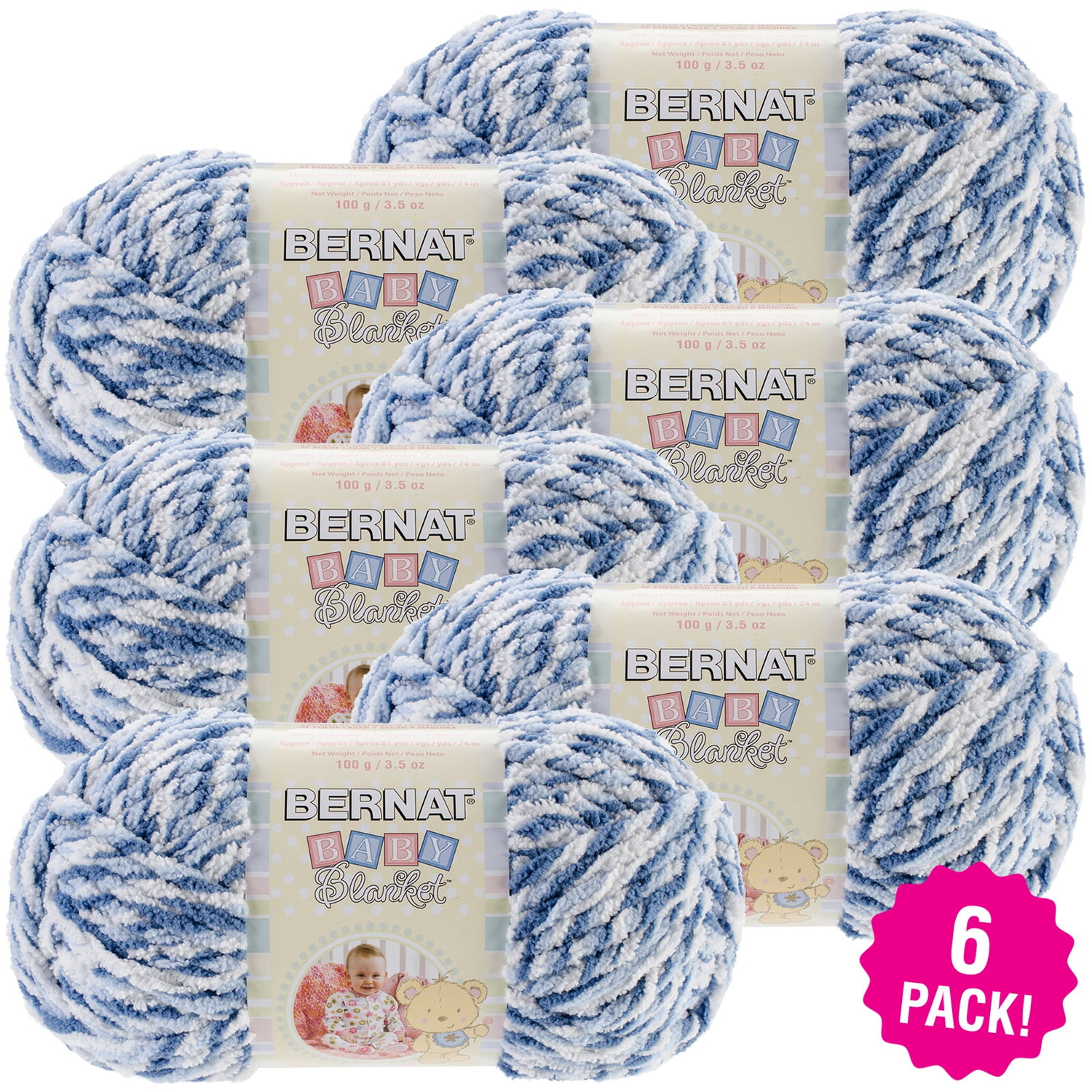 Bernat Baby Blanket Twists Yarn Blue Twist, Multipack of 6