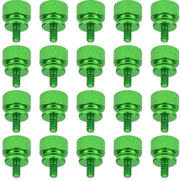 HELIFOUNER 20 Pieces 6-32 Thread Green Color Anodized Aluminum Computer Case Thumbscrews Thumb Screws for Computer Case/Cover/Power Supply/Hard Drives