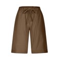 thumbnail image 6 of Tumotour Linen Shorts For Women Running Workout Gym Short High Waisted With Pocket Half Shorts Pants Drawstring Side Pockets For Casual Wear, 6 of 9