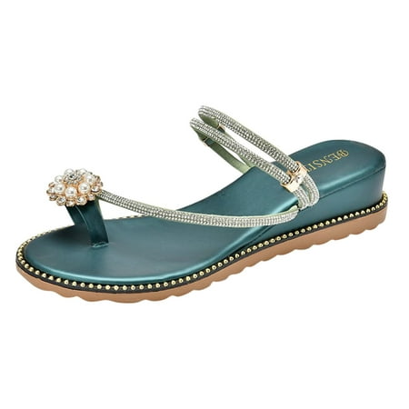 

knqrhpse slippers for women Pinch Heel Slope Toe Wedge Color Solid Toe Rhinestone Shoes Sandals Shoes Sandals Sandals womens slippers house slippers for women