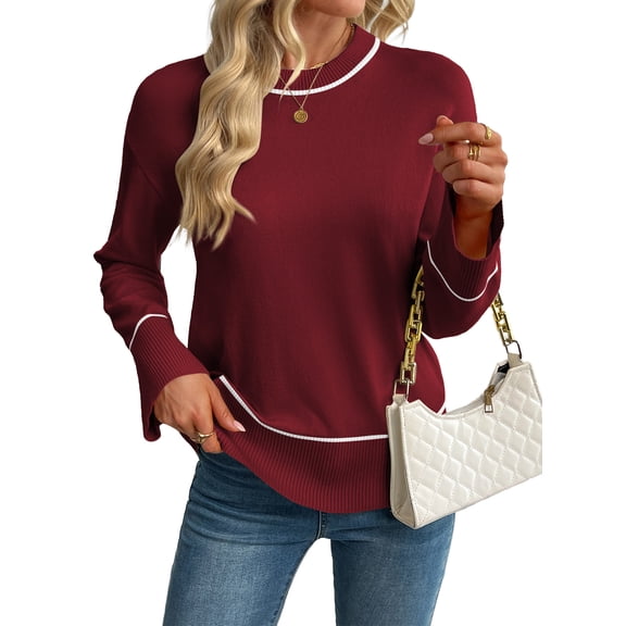 Eytino Women Sweaters Oversized Crewneck Long Sleeve Drop Shoulder Pullover Top Casual Loose Fit Fall Winter Sweaters