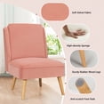 thumbnail image 6 of Topcobe Velvet Accent Armless Side Chair with Rubber Wood Legs, Single Sofa Chair for Living Room Bedroom Balcony, Simple Stylish Design, Pink, 6 of 10