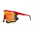 thumbnail image 3 of Large Coverage Mirror Lens Shield Curved Wrap Sport Sunglasses Black Red - Orange Mirror, 3 of 4