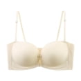thumbnail image 4 of PMVFHDE Front Closure Strapless Bra Seamless Non Backless Push Up Design For Small Bust Enhancement Lifting Beige - L, 4 of 4