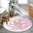 thumbnail image 4 of Bears 3ft Area Rug, Cute Rainbow Clouds Moon Pink Purple Washable Non-Slip Small Round Rugs for Entryway Bedroom Kitchen, Soft Circle Carpet for Dining Room, Playroom Nursery Rug, 4 of 9