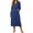 Navy, variant on Zipper Front Long Robes for Women Stand Collar Housecoats with Pockets Long Sleeve Bathrobes Sleepwear S-XXXL