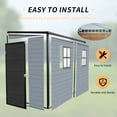 thumbnail image 6 of Garden Sheds 4x8ft Outdoor Resin Garden Shed with Floor and 2 Windows, Plastic Patio Outdoor Storage Shed with Lockable Door for Garden Tools, Bicycles, Trash Cans, Gray+Black,Outdoor Sheds, 6 of 8