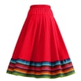 thumbnail image 6 of Costeam Womens Ethnic Print Flowy Midi Skirt Full Elastic High Waist Wide Swing Hem Lightweight Breathable Loose Dance Performance A Line Skirts, 6 of 7