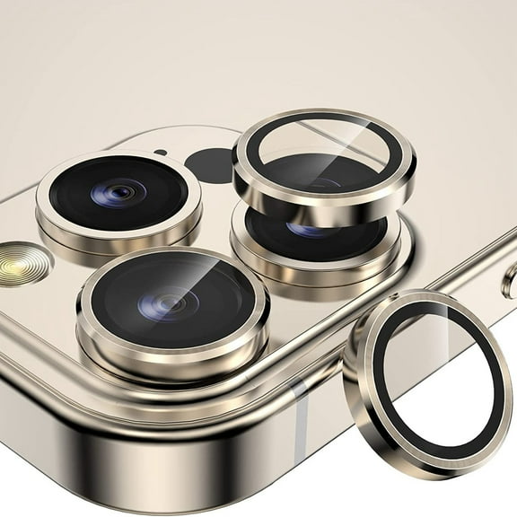 for iPhone 16 Pro Tempered Glass Camera Lens Protector, Luxury Slim Fit Anti-Scrach Anti-Fingerprint Anti-drop Dust-proof Lens Film for iPhone 16 Pro, Gold