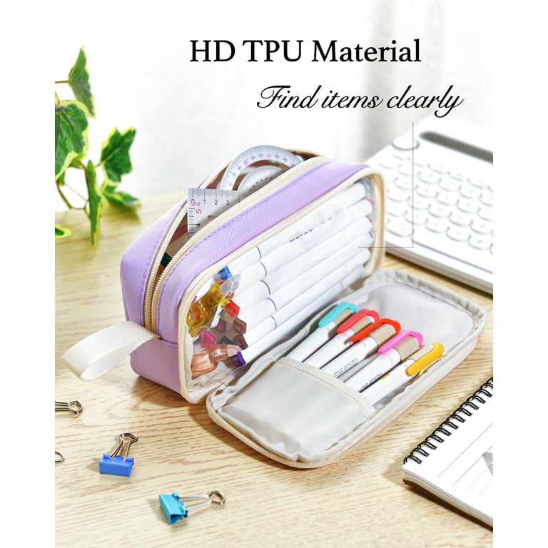 Aesthetic Cute Pencil Case, Clear Large Pencil Pouch Kawaii School Supplies