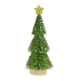thumbnail image 2 of Mini árbol de Navidad artificial con nieve de 25 cm con base de madera, decoración navideña para mesa, fiestas, Año Nuevo y Navidad. Verde, 2 of 8