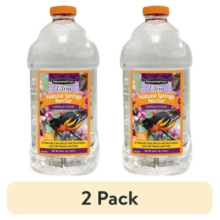 (2 pack) Pennington Natural Springs Ready to Use Fresh Oriole Nectar, 64 Fl Oz Liquid Wild Bird Food, 1 Pack