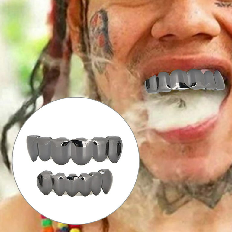Brrnoo Silver Teeth Grillz,Gold Plated Hip Teeth Grillz,Hip Hop Custom Fit Teeth Top & Bottom Grill Set Removable,Teeth Decoration For Party Gift - Walmart.com
