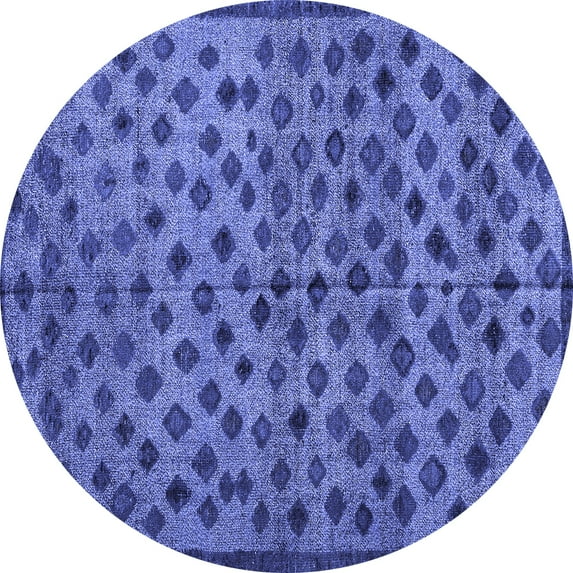 Ahgly Company Indoor Round Abstract Blue Modern Area Rugs, 3' Round