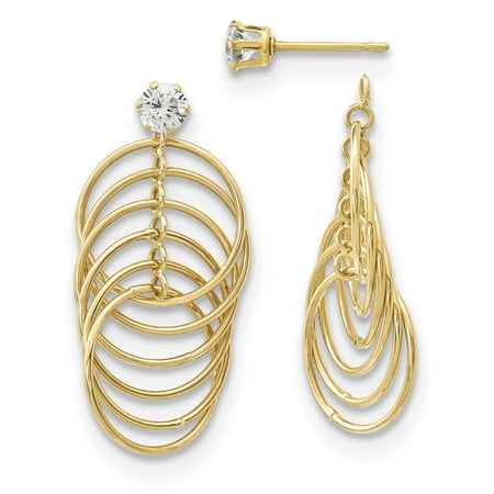 - 14k CZ Studs with Multi Tube Hoops Earring Jackets