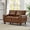 Brown, variant on 59" Loveseat Modern Design Faux Leather Couch, Living Room Sofa with Storage, Big Armrest Sofa, Upholstered Breathable PU Leather Sofa (Burgundy)