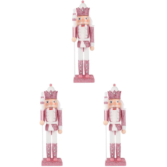 PartyKindom Traditional Multi Glitter Nutcracker Ornaments for Holiday Decor 3Pcs