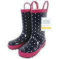 thumbnail image 2 of Hudson Baby Rain Boots, Navy Dots Pink, 9 Toddler, 2 of 4
