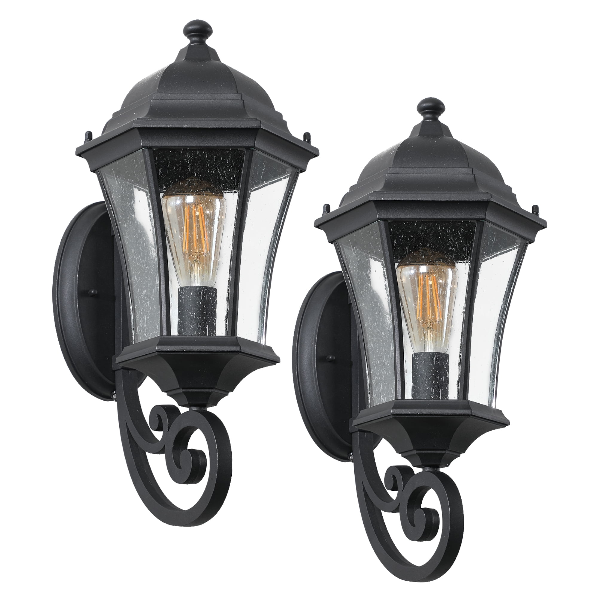 Jopath 2-Pack Vintage Outdoor Wall Lantern Light, Elegant Black Metal Sconce for Porch, Patio, and Garden Lighting (Bulb Not Included)
