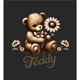 thumbnail image 2 of Teddy Bear With Daisy Women's Black Crew Neck Short Sleeve Crop Tee-Medium, 2 of 7