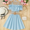 thumbnail image 2 of Bovxnpu Girls 2 Piece Outfits, Kids Girl Sleeveless Cami Tops and Half Skirt, Girls' Chiffon Dress Summer One Shoulder Camisole Half Skirt Set 11 Years, 2 of 5