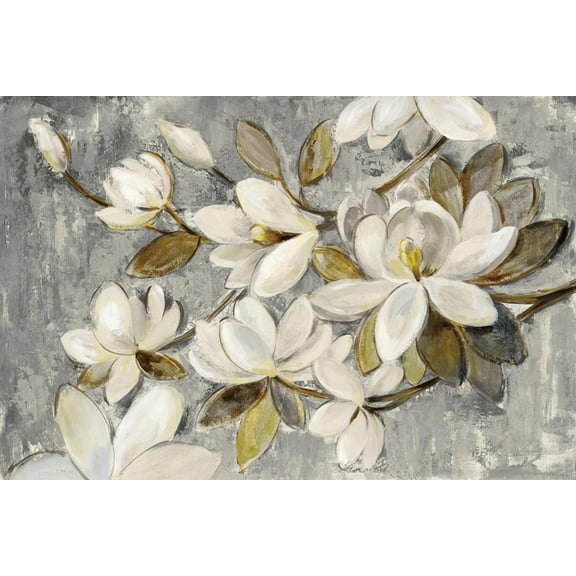Art.com Magnolia Simplicity Neutral Gray Art Print by Silvia Vassileva, 18" x 12"