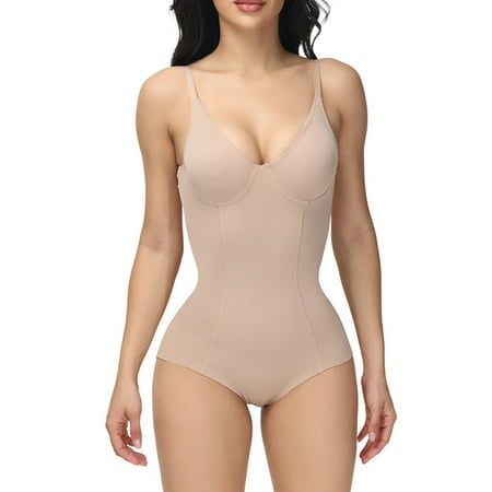 

BIZIZA Women s Thong Cami Bodysuit Seamless Tummy Control Shapewear Seamless Body Shaper Complexion S