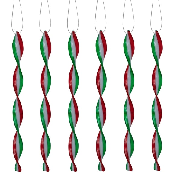 Northlight 6ct White, Red and Green Candy Swirl Christmas Ornaments 8"