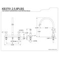 thumbnail image 2 of Kingston Brass KB3752PLBS Two Handle 8 in. Kitchen Faucet with Brass Sprayer, 2 of 2