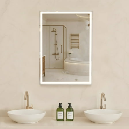 VEVOR Lighted Medicine Cabinet with Mirror, 20 x 28 in Recessed or Wall Mount, 3 Color Dimmable LED Bathroom Medicine Cabinet with Bottom Lighting, Adjustable Shelve Storage, Memory Defog Function