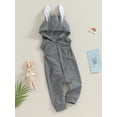 thumbnail image 3 of Bslissey Toddler Baby Hooded Jumpsuit 6M 12M 18M 24M 3T Sleeveless Zipper Front Pocket Bunny Ear Hoodies Rompers Infant Solid Color Casual Bodysuit Easter Clothes, 3 of 9