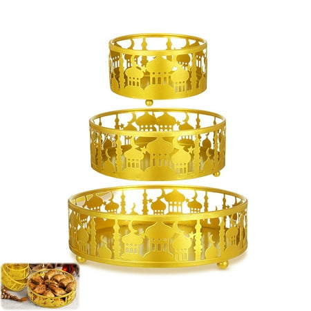 

3 Pieces Ramadan Trays Eid Mubarak Plates Moon Tray Set Food Storage Container Activity Eid Cookie Trays for Party Supplies