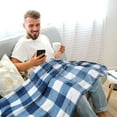 thumbnail image 2 of PiccoCasa Decorative Throw Blanket Plaid Blanket for Sofa, 60"x78", Blue and White, 2 of 6