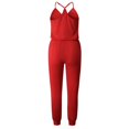 thumbnail image 4 of ZAZYULZ Summer Jumpsuit Women's V Neck Spaghetti Strap Drawstring Waisted Long Pants Jumpsuit Rompers(Red,M), 4 of 7