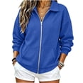 thumbnail image 2 of Sweatshirt for Women Waffle Knit Zip Up Jacket Collared Long Sleeve with Pockets Casual Outerwear, 2 of 6