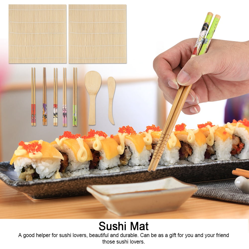 Tebru 9Pcs/set Bamboo Sushi Making Kit Family Office Party Homemade