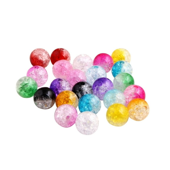 DESIGNICE 200pcs 8mm Colorful Crackle Glass Beads Split Round Beads for Jewelry Making and Craft (Mixed Colors)