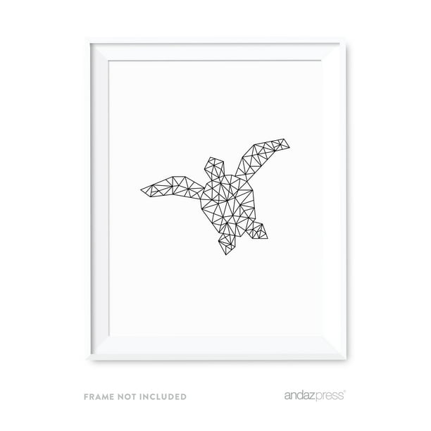 Turtle Geometric Animal Origami Wall Art Black White Minimalist Print -  