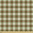 thumbnail image 2 of Ambesonne Brown Plaid Fabric by the Yard Upholstery, Grunge Effect Gingham, 5 Yards, Beige and Caramel, 2 of 5