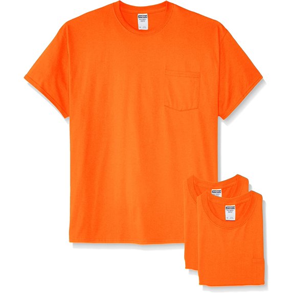 Jerzees Adult DRI-POWER® ACTIVE Pocket T-Shirt, 3-Pack, Safety Orange, S